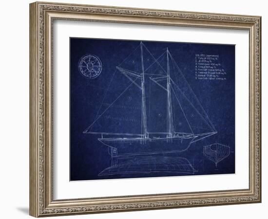 Ship Blueprint Ernestina-Tina Carlson-Framed Art Print