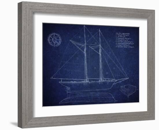 Ship Blueprint Ernestina-Tina Carlson-Framed Art Print