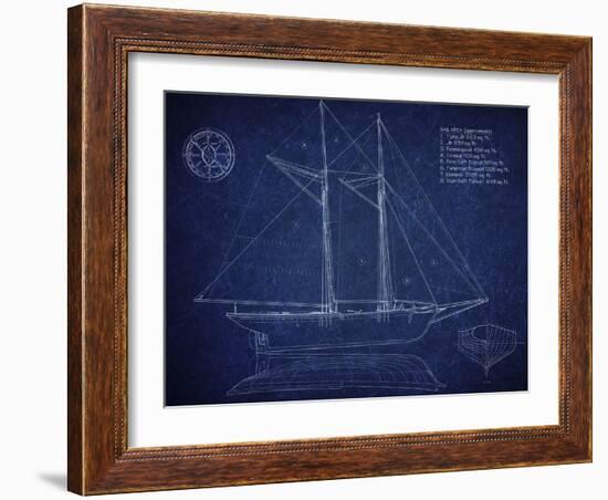 Ship Blueprint Ernestina-Tina Carlson-Framed Art Print