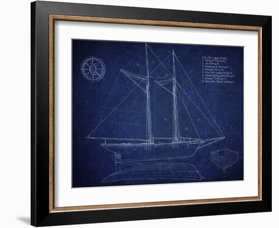 Ship Blueprint Ernestina-Tina Carlson-Framed Art Print