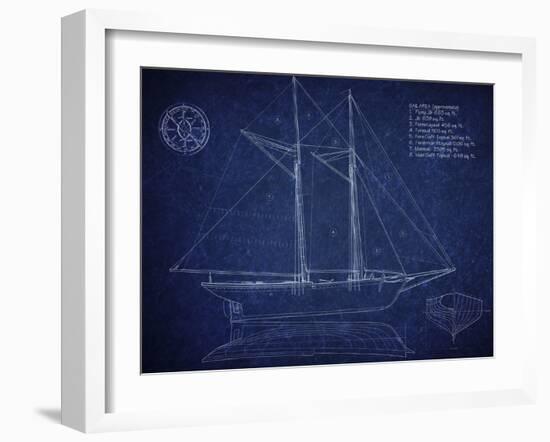 Ship Blueprint Ernestina-Tina Carlson-Framed Art Print