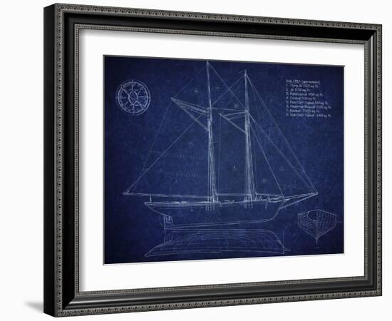 Ship Blueprint Ernestina-Tina Carlson-Framed Art Print