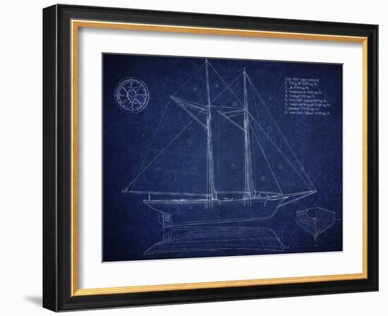 Ship Blueprint Ernestina-Tina Carlson-Framed Art Print