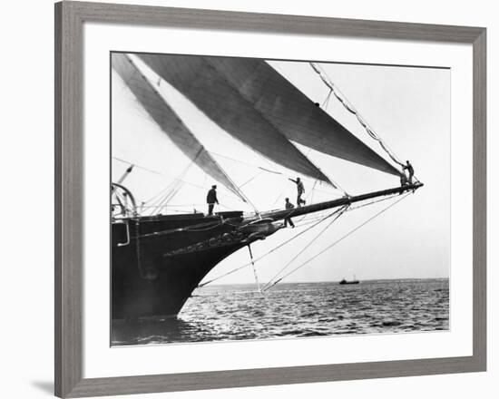 Ship Crewmen Standing on the Bowsprit, 1923-Edwin Levick-Framed Art Print