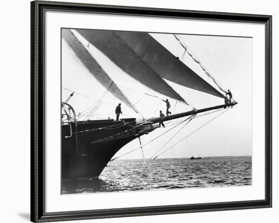 Ship Crewmen Standing on the Bowsprit, 1923-Edwin Levick-Framed Art Print