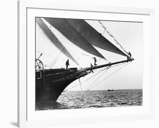 Ship Crewmen Standing on the Bowsprit, 1923-Edwin Levick-Framed Art Print