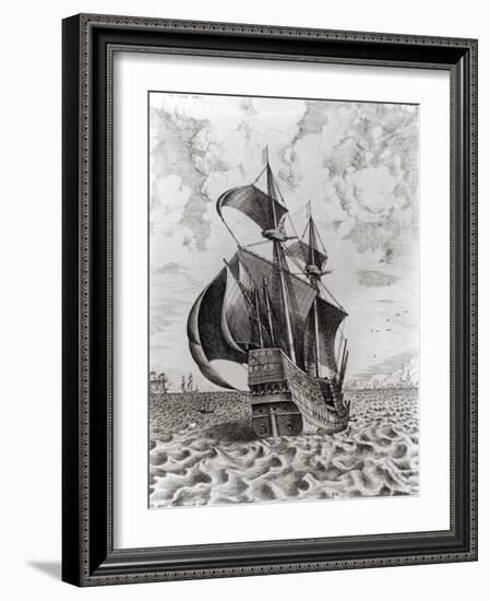 Ship, Engraved by Hieronymus Cock-Pieter Bruegel the Elder-Framed Giclee Print