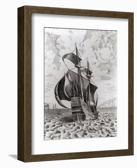 Ship, Engraved by Hieronymus Cock-Pieter Bruegel the Elder-Framed Giclee Print