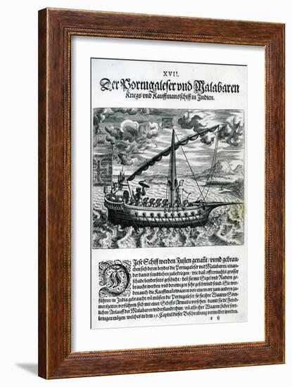 Ship from 'India Orientalis', 1598-Theodore de Bry-Framed Giclee Print