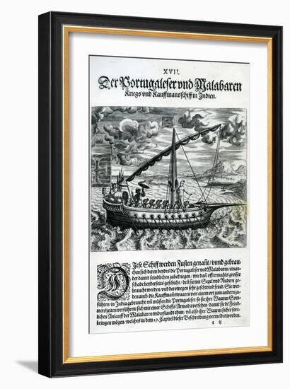 Ship from 'India Orientalis', 1598-Theodore de Bry-Framed Giclee Print