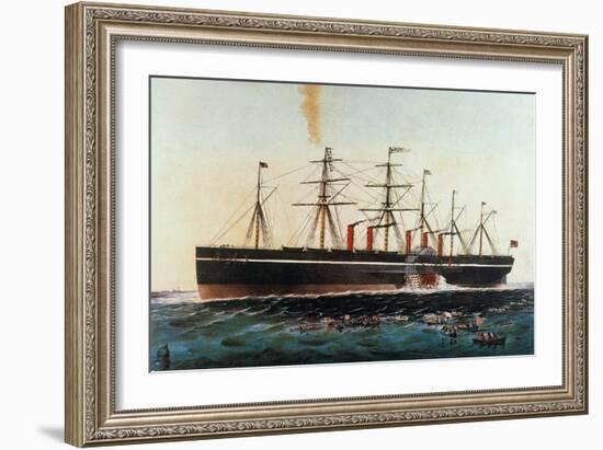 Ship: Great Eastern, 1858-Currier & Ives-Framed Giclee Print