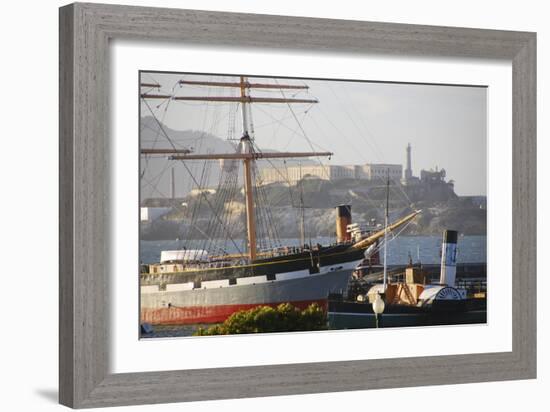 Ship in front of Alcatraz, Fishermans Wharf, San Francisco, California-Anna Miller-Framed Photographic Print