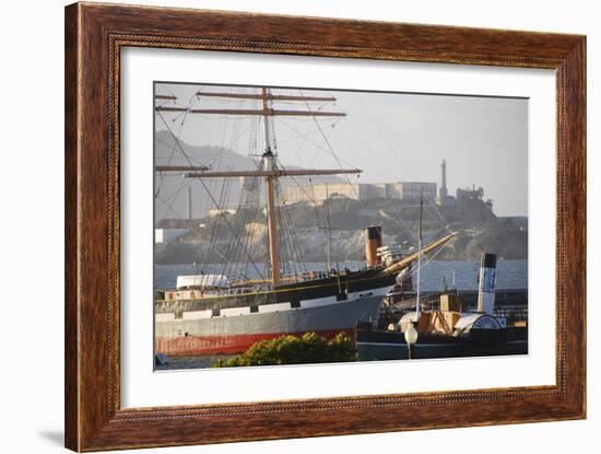 Ship in front of Alcatraz, Fishermans Wharf, San Francisco, California-Anna Miller-Framed Photographic Print