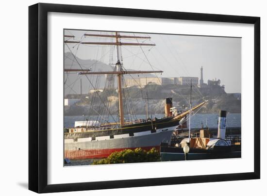 Ship in front of Alcatraz, Fishermans Wharf, San Francisco, California-Anna Miller-Framed Photographic Print