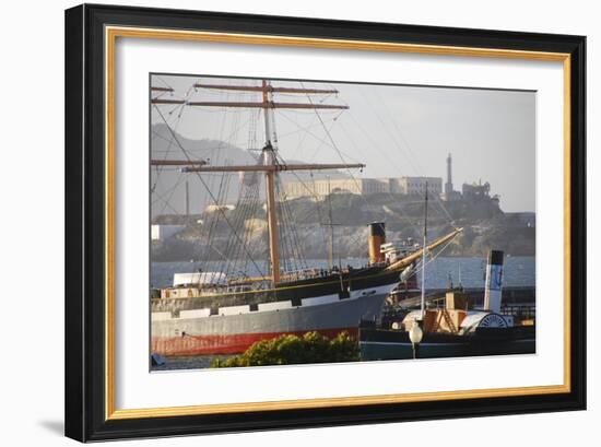 Ship in front of Alcatraz, Fishermans Wharf, San Francisco, California-Anna Miller-Framed Photographic Print