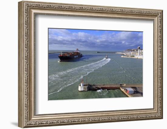 Ship in Le Havre Port, Normandy, France, Europe-Richard Cummins-Framed Photographic Print