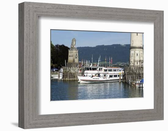 Ship in the Harbour of Lindau, Lake of Constance, Bavarians, Germany-Ernst Wrba-Framed Photographic Print