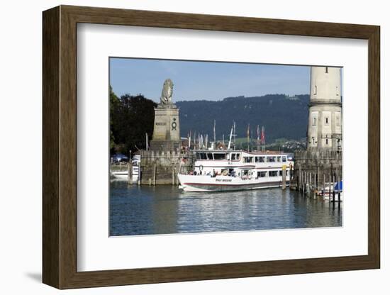 Ship in the Harbour of Lindau, Lake of Constance, Bavarians, Germany-Ernst Wrba-Framed Photographic Print