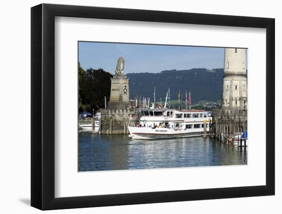 Ship in the Harbour of Lindau, Lake of Constance, Bavarians, Germany-Ernst Wrba-Framed Photographic Print