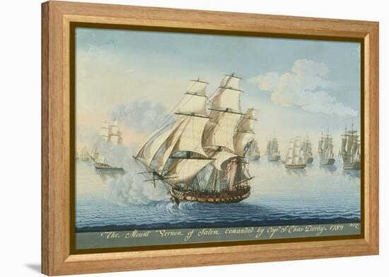 Ship Mount Vernon of Salem Outrunning a French Fleet-Michele Felice Corne-Framed Premier Image Canvas