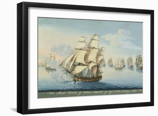 Ship Mount Vernon of Salem Outrunning a French Fleet-Michele Felice Corne-Framed Giclee Print