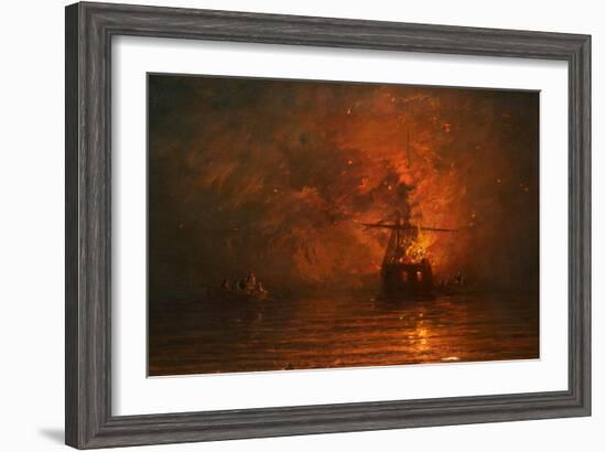 Ship on Fire, 1873-Francis Danby-Framed Giclee Print