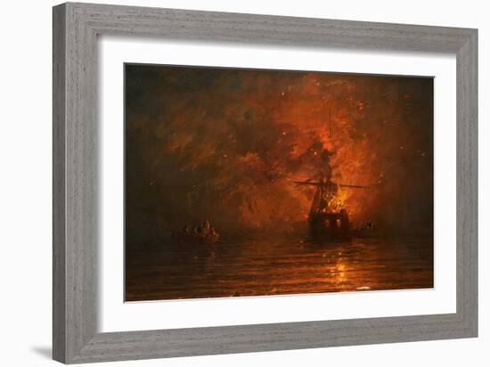 Ship on Fire, 1873-Francis Danby-Framed Giclee Print