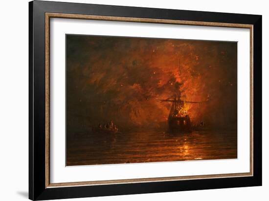 Ship on Fire, 1873-Francis Danby-Framed Giclee Print