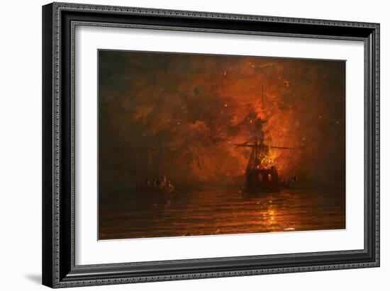 Ship on Fire, 1873-Francis Danby-Framed Giclee Print