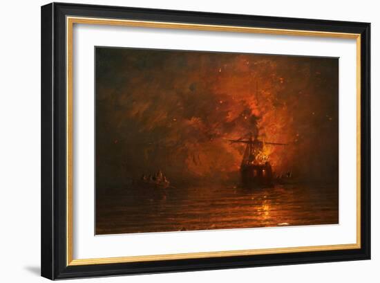 Ship on Fire, 1873-Francis Danby-Framed Giclee Print