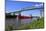 Ship on Kiel Canal going under the Railway Bridge of Hochdonn, Dithmarschen, Schleswig-Holstein, Ge-Hans-Peter Merten-Mounted Photographic Print