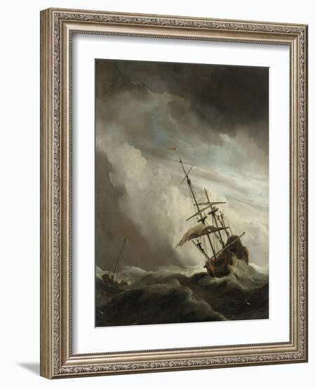 Ship on the High Seas Caught by a Squall, (The Gust), C. 1680-Willem van de Velde-Framed Art Print