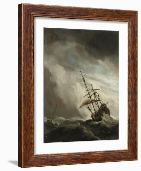 Ship on the High Seas Caught by a Squall, (The Gust), C. 1680-Willem van de Velde-Framed Art Print