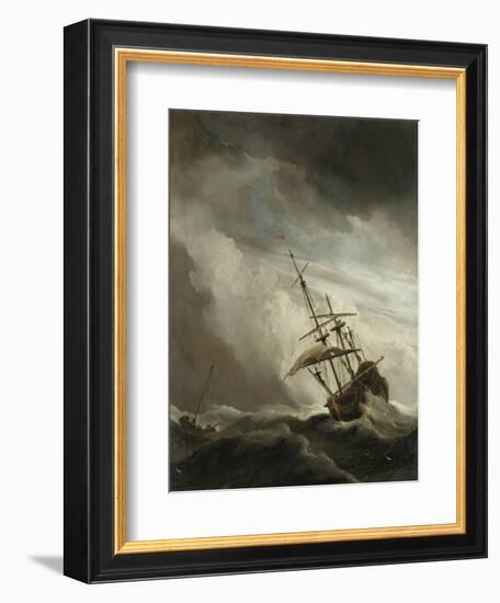 Ship on the High Seas Caught by a Squall, (The Gust), C. 1680-Willem van de Velde-Framed Art Print