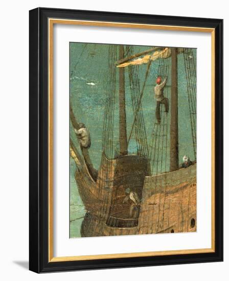 Ship rigging detail from Tower of Babel, 1563-Pieter the Elder Bruegel-Framed Giclee Print