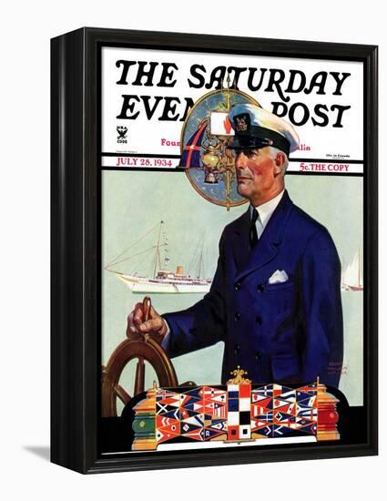 "Ship's Captain," Saturday Evening Post Cover, July 28, 1934-Edgar Franklin Wittmack-Framed Premier Image Canvas