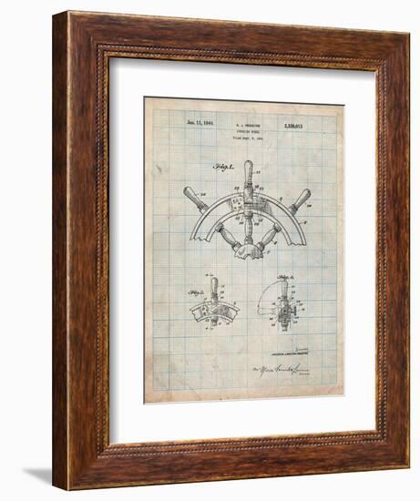 Ship Steering Wheel Patent-Cole Borders-Framed Art Print