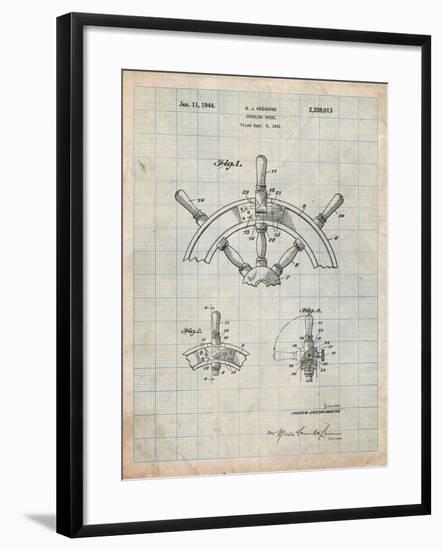 Ship Steering Wheel Patent-Cole Borders-Framed Art Print