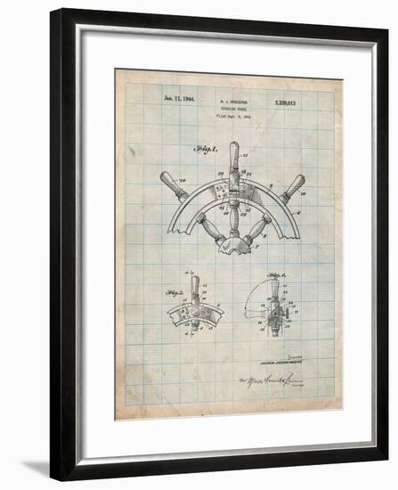 Ship Steering Wheel Patent-Cole Borders-Framed Art Print