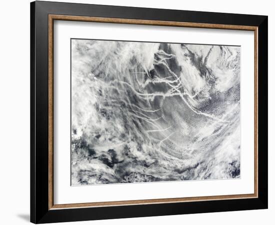 Ship Tracks in the Pacific Ocean-Stocktrek Images-Framed Photographic Print