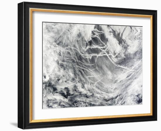 Ship Tracks in the Pacific Ocean-Stocktrek Images-Framed Photographic Print