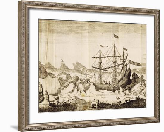 Ship Trapped in Ice from an Account of Frederick Marten's Expedition to Island of Spitsbergen-null-Framed Giclee Print