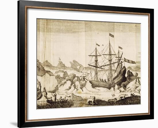 Ship Trapped in Ice from an Account of Frederick Marten's Expedition to Island of Spitsbergen-null-Framed Giclee Print