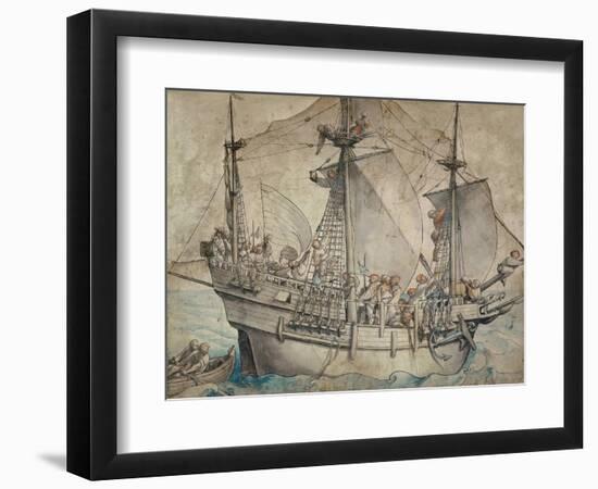 Ship with Revelling Sailors, Lansquenets and a Sutleress-Hans Holbein the Younger-Framed Giclee Print