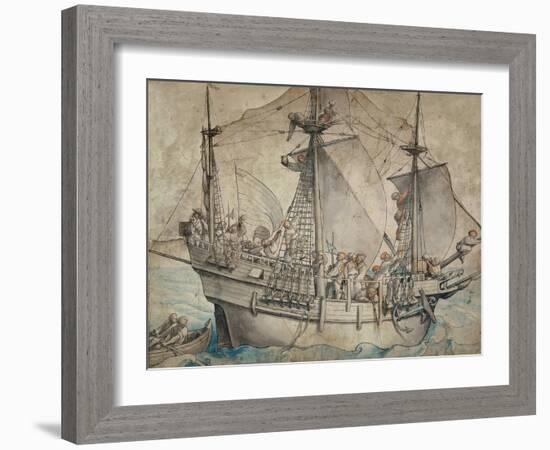 Ship with Revelling Sailors, Lansquenets and a Sutleress-Hans Holbein the Younger-Framed Giclee Print
