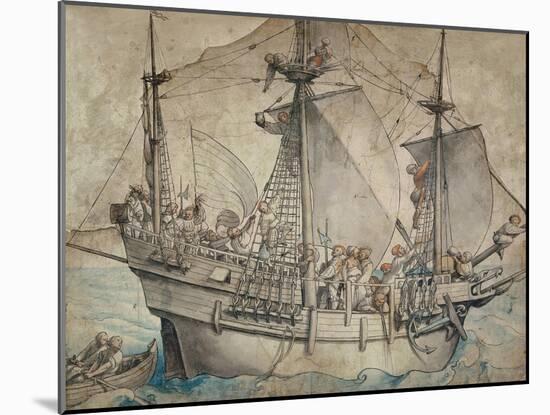 Ship with Revelling Sailors, Lansquenets and a Sutleress-Hans Holbein the Younger-Mounted Giclee Print
