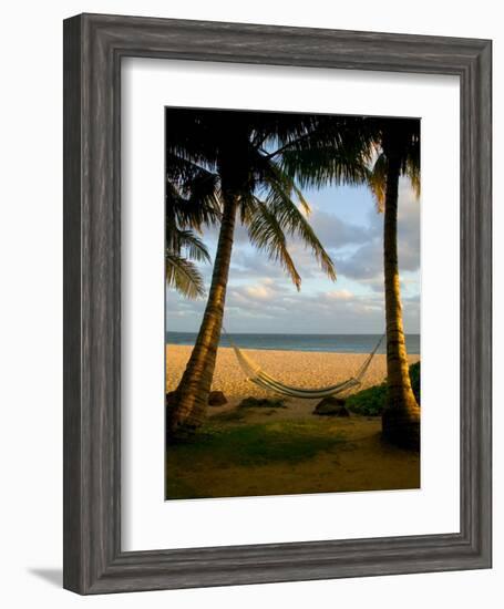 Ship Wreck Beach and Hammock, Kauai, Hawaii, USA-Terry Eggers-Framed Photographic Print