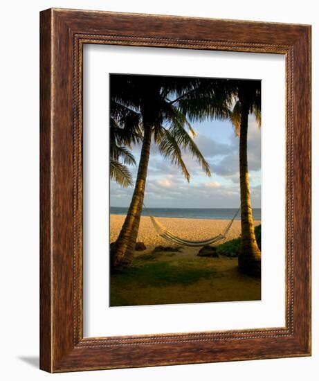 Ship Wreck Beach and Hammock, Kauai, Hawaii, USA-Terry Eggers-Framed Photographic Print