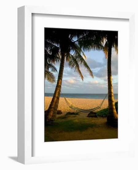 Ship Wreck Beach and Hammock, Kauai, Hawaii, USA-Terry Eggers-Framed Photographic Print