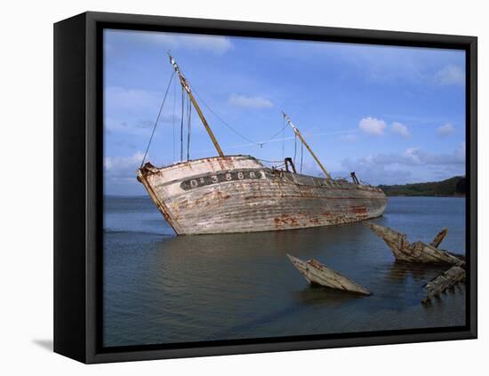 Ship Wreck in Le Fret Harbour in Brittany, France, Europe-Thouvenin Guy-Framed Premier Image Canvas